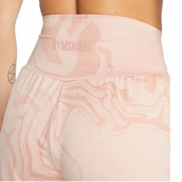 Gymshark Power Support Leggings Pink Marble Pockets High Rise Pull On Small - Picture 4 of 13